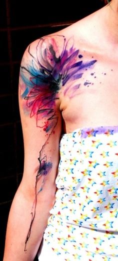 Blue and red purple tattoos