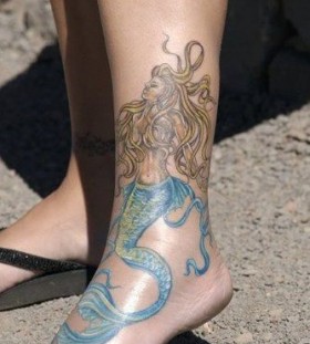 Blue foots mermaid tattoo