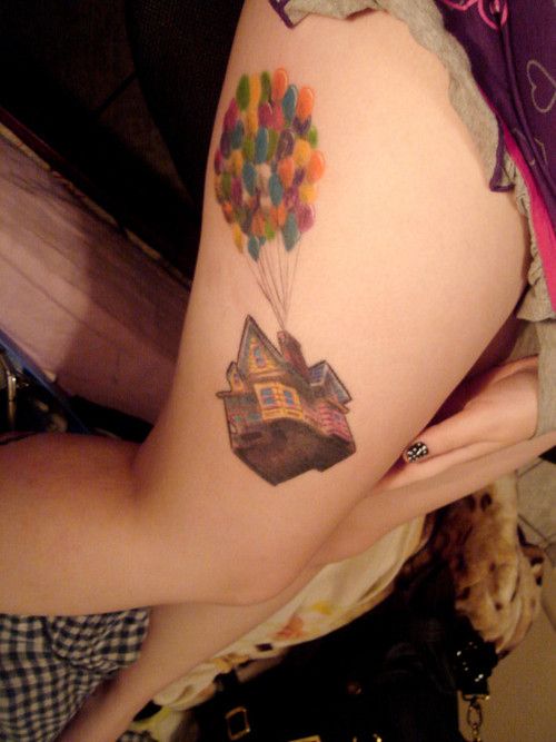 Colorful hand balloon tattoo