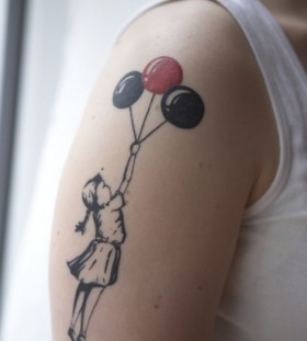 Cool girl and balloon tattoo