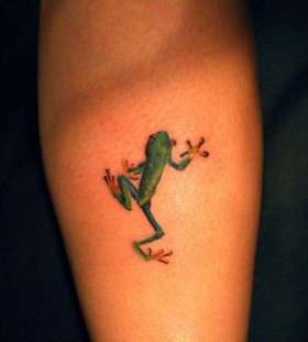 Cute frog green tattoo