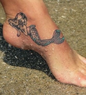 Foot lovely mermaid tattoo