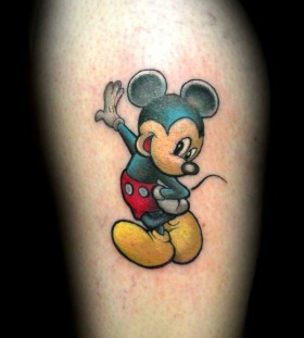 Funny colorful Mickey Mouse tattoo on arm