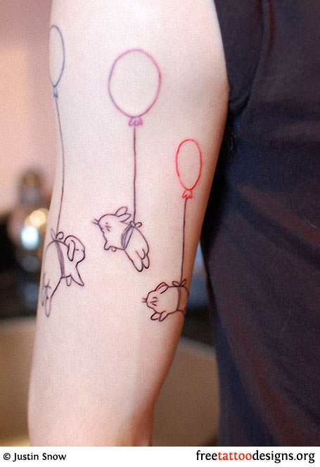 Funny rabits with balloon tattoo