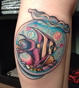 Gold fish bubbles tattoo