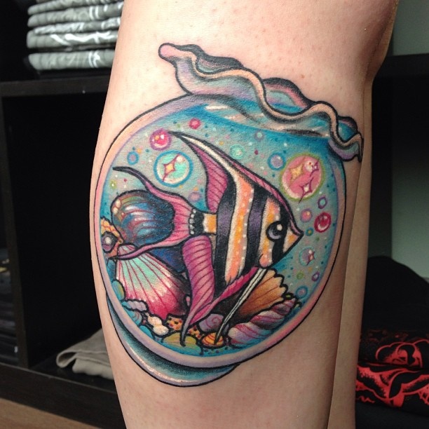 Gold fish bubbles tattoo