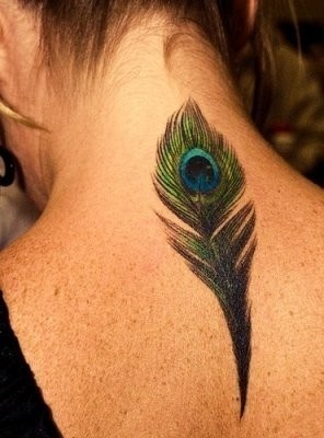 Green back peacock tattoo