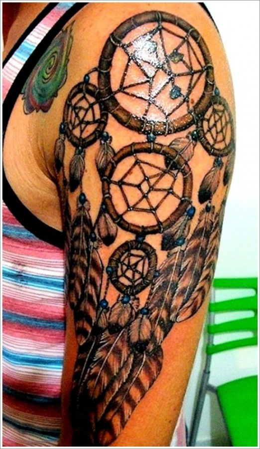 Leopard style dreamcatcher tattoo