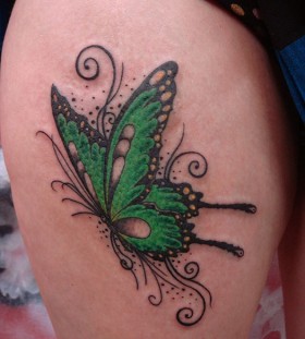 Lovely butterfly green tattoo