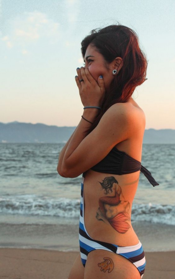 Lovely girl mermaid tattoo