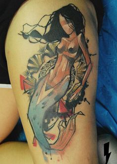 Ornaments style mermaid tattoo