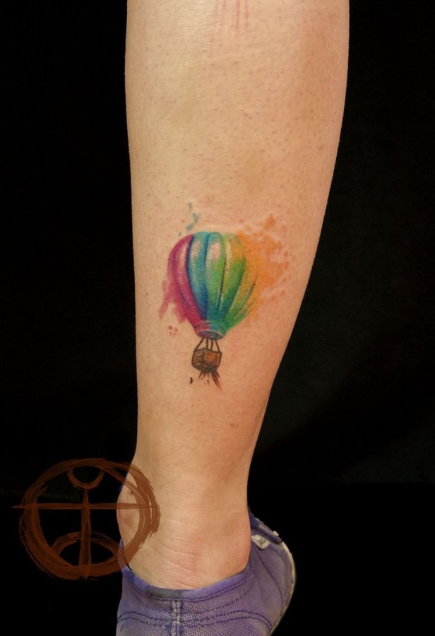 Red, blue, green colors balloon tattoo