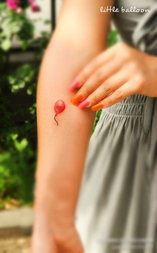 Red cute balloon tattoo