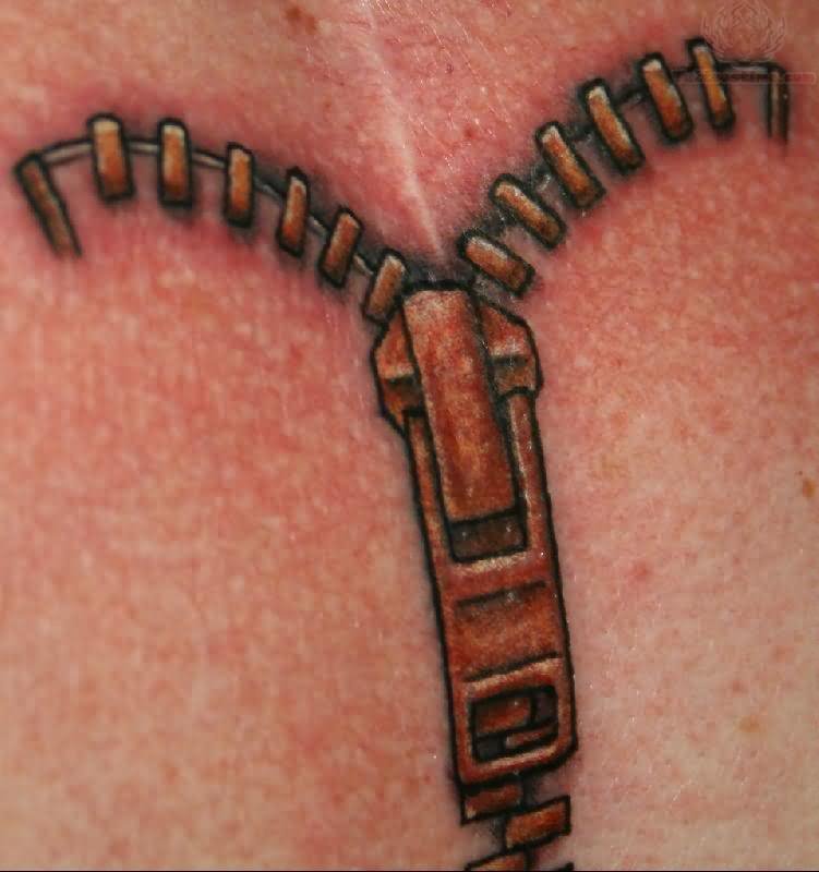 Small black zip tattoo