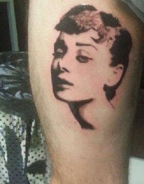 audrey tattoo on leg