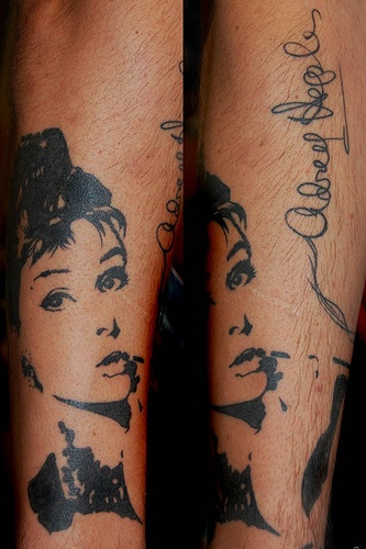 contoured audrey tattoo on hand