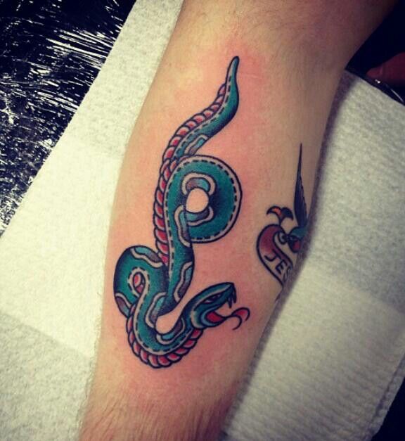 green snake tattoo