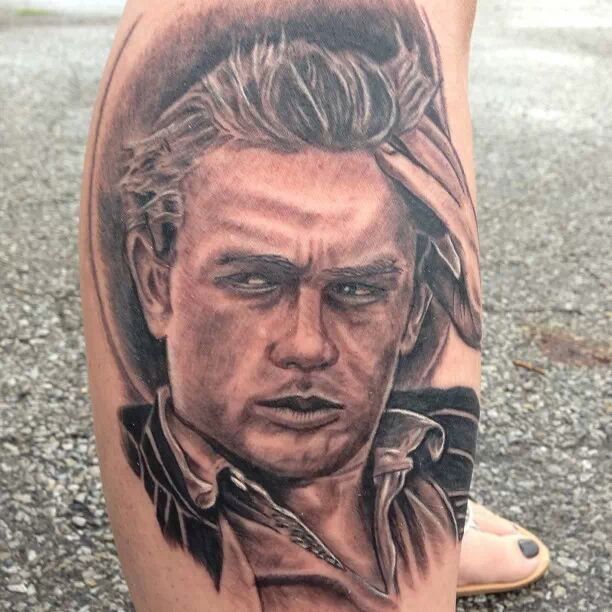 james dean tattoo on leg