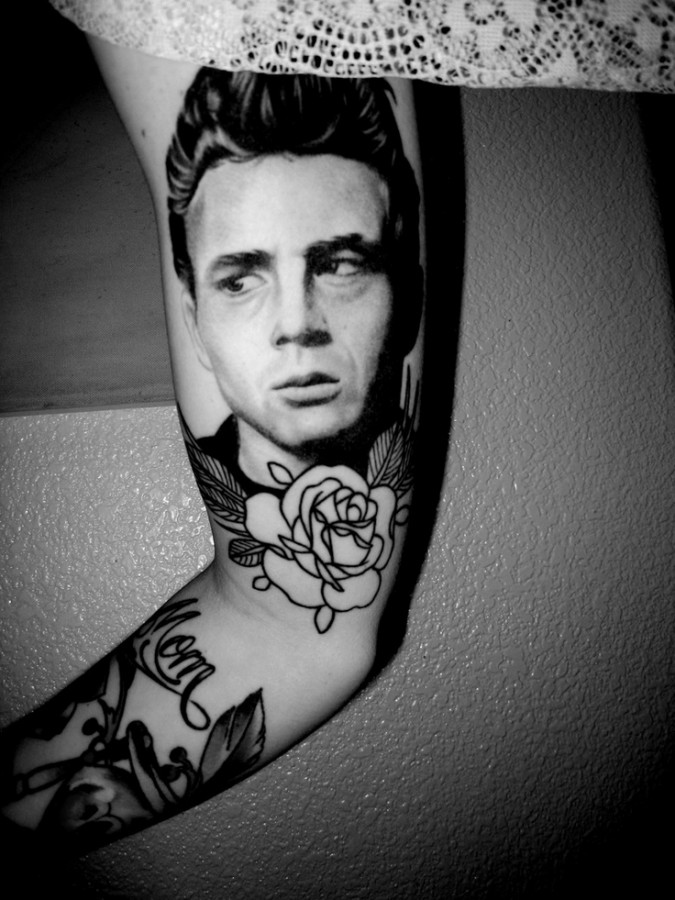 james dean with rose tattoo