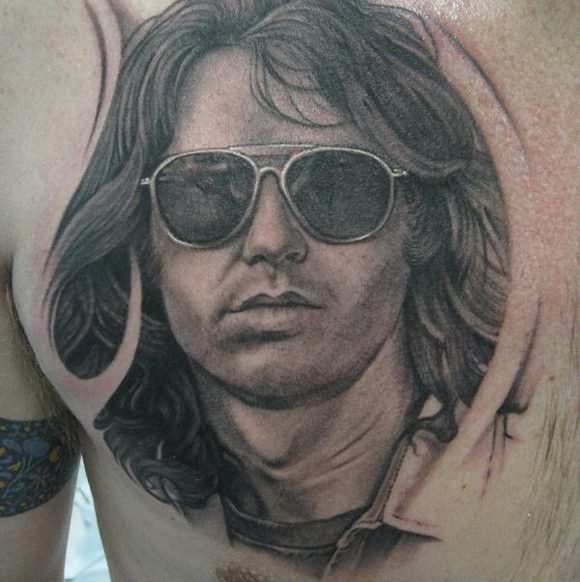 jim morrison with glasses tattoo