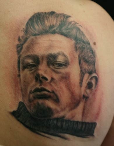 large james dean tattoo on back