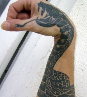 large snake tattoo on arm