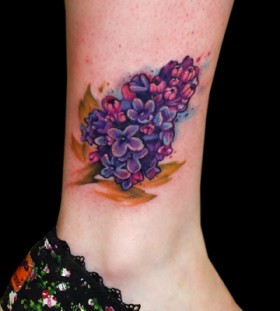 lilac tattoo on ankle