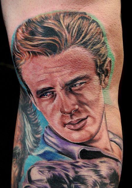 multicolored james dean tattoo