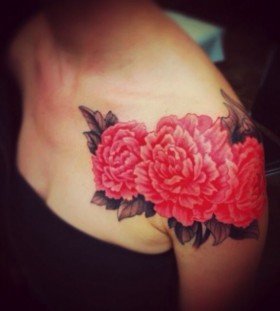 peonies shoulder tattoo