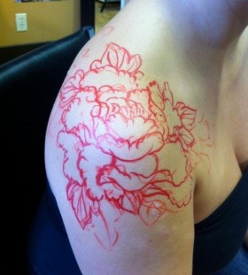 pink peonies tattoo