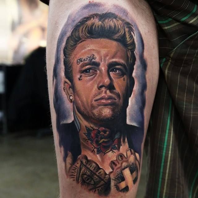 realistic james dean tattoo