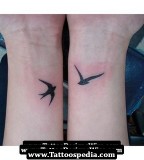 Swallow Bird Couple Tattoo on Wrist