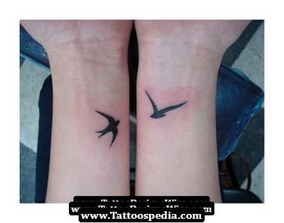 Swallow Bird Couple Tattoo on Wrist