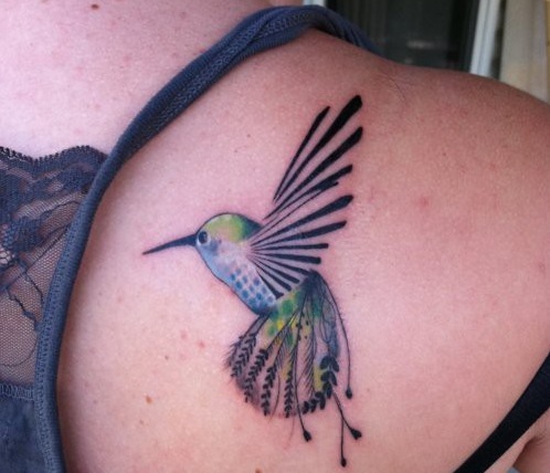 Hummingbird Tattoo Bird on Shoulder