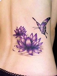 Lotus and Butterfly Hip Tatto for Women [NSFW]