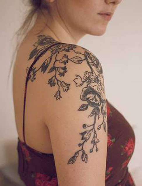 Floral Shoulder Tattoo for Women