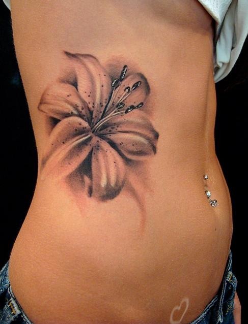 Realistic 3d Flower Tattoo On Front Body [NSFW]