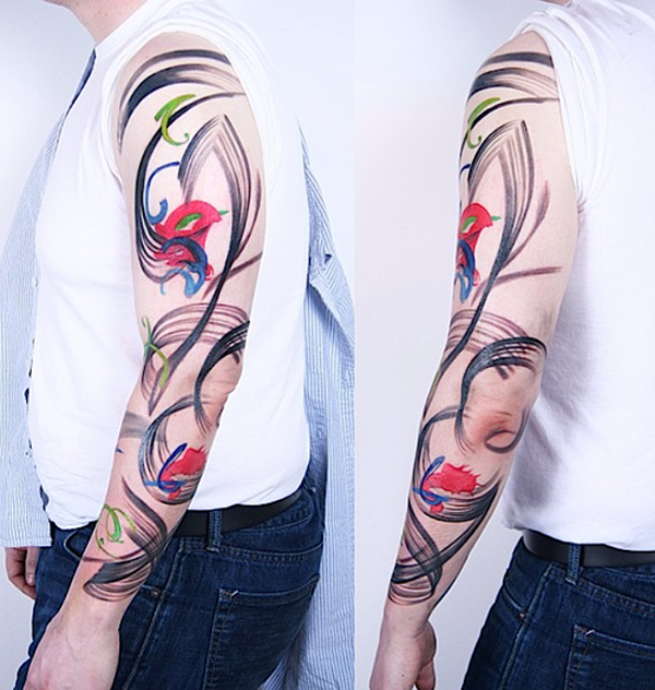 Abstarct full arm tattoo