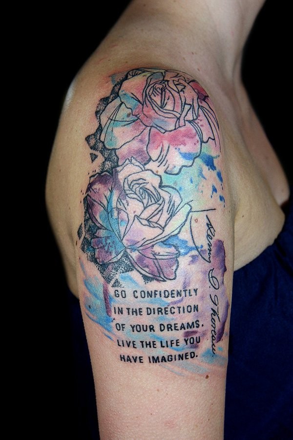 Abstract rose tattoo watercolour