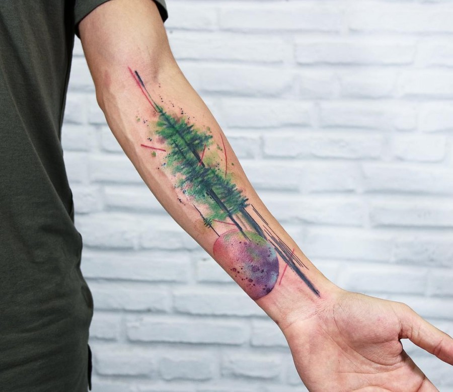 Watercolor Sleeve Tattoos