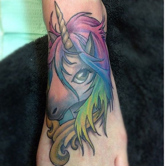 Adorable lovely unicorn tattoo