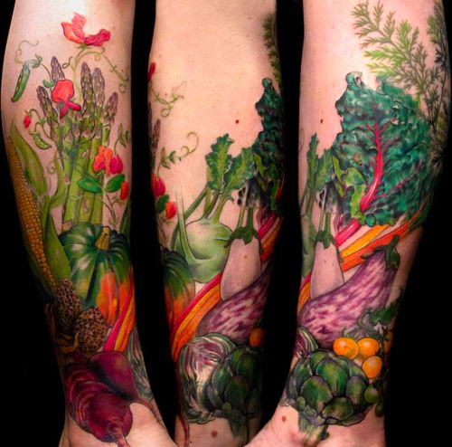 Adorable vegetable’s fruit tattoo
