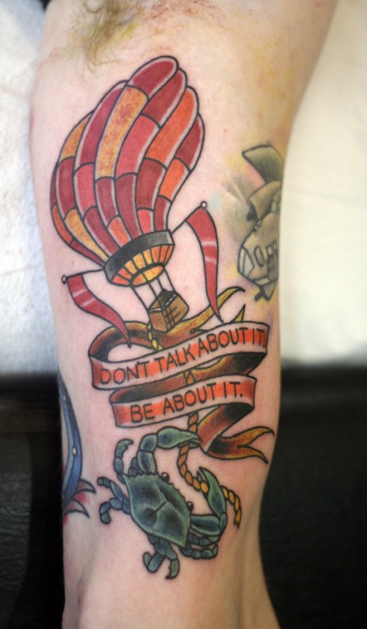 Air balloon and quote tattoo