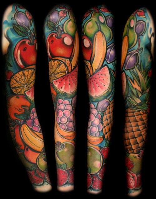 Amazing arm’s fruit tattoo