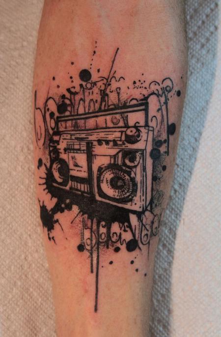 Amazing boombox tattoo