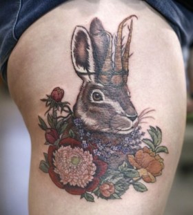 Amazing king bunny tattoo by Alice Kendall