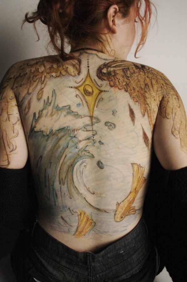 Amazing ocean back tattoo