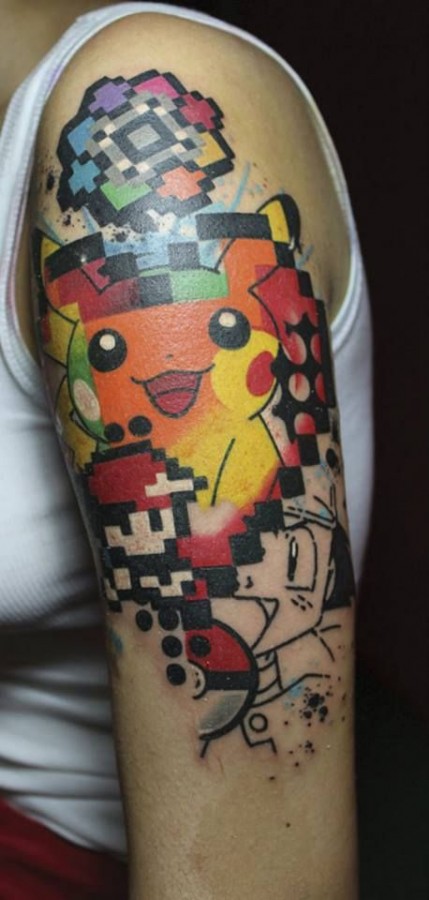 Amazing pokemon arm tattoo