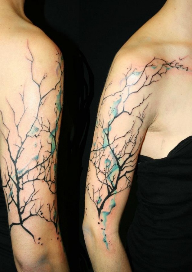 Amazing tree branch tattoo