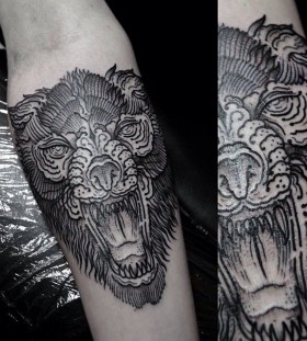 Angry animal tattoo by Thomas Cardiff